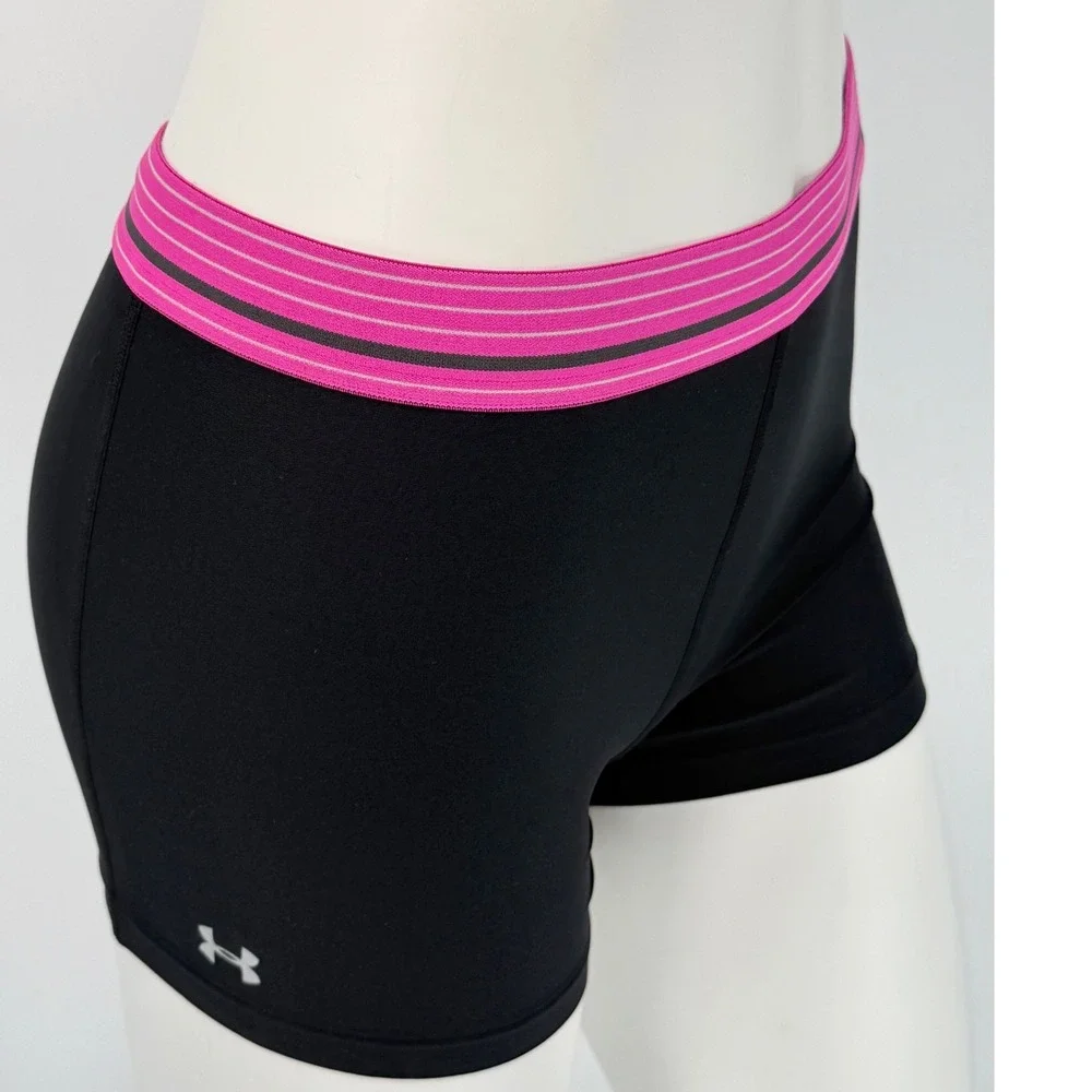 Under Armour Compression Shorts Black‎ Pink Stripe Athletic S Activwear 102-48